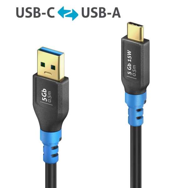 FlexInstall USB-C auf USB-A Kabel USB 3.2 Gen1x1 5Gbps 0.50m