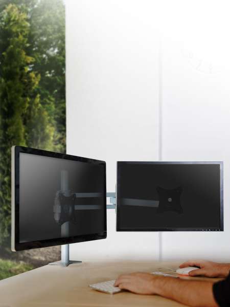 Desktop-Doppelarmhalterung für zwei 19-27" Bildschirme