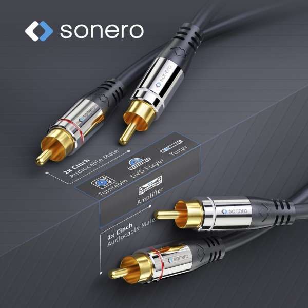 sonero 2x Cinch Stereo Audio Kabel 15,0m