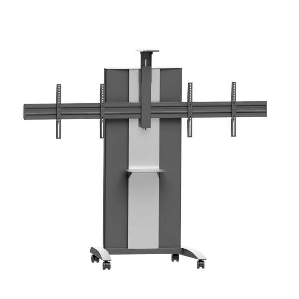 Flachbildschirm-Videokonferenz-Trolley mit Höhenverstellung für zwei 49-57" Bildschirme