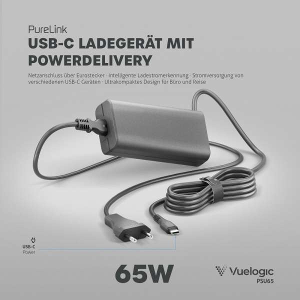 Vuelogic - USB-C Netzteil - 65W PD - schwarz