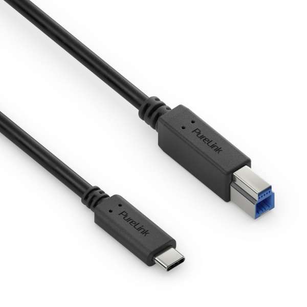 USB-C auf USB-B Kabel - 3.2 Gen 1, 3A/5V/15W, 5G - iSerie - schwarz - 0,50m
