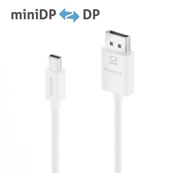 Mini DisplayPort auf DisplayPort Kabel - 4K60 - iSerie - weiß - 3,00m