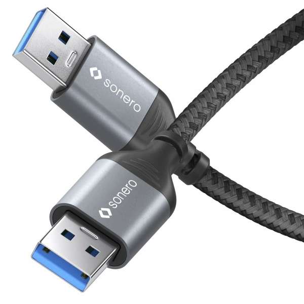 sonero USB 3.0 Kabel - A/A - Aluminium - space grey/schwarz - 3,00m