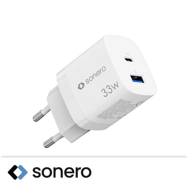 sonero USB-C & USB-A GaN Ladegerät - 2 Port - 33W PD - weiß