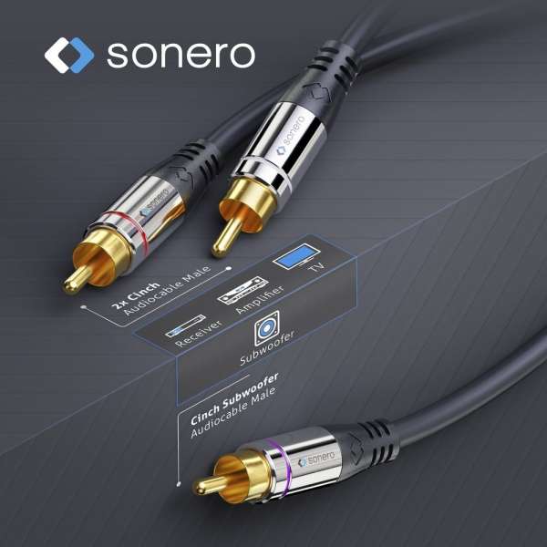 sonero Cinch auf 2x Cinch Subwoofer Kabel 1,0m