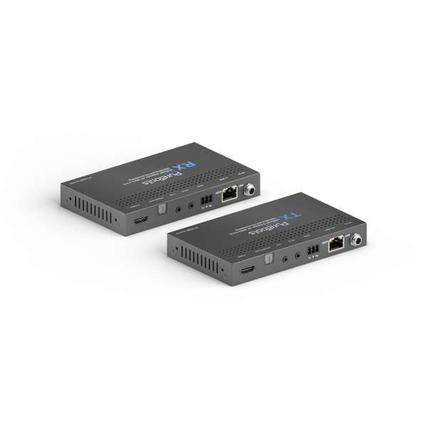 PureTools - HDBaseT Extender Set, 18G HDR. 40m@4K, 70m@1080p. 1080p bis 4K Upscaling. Unterstützt ARC und externe Audioübertragung von RX nach TX.