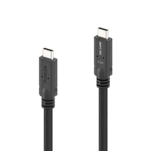 USB-C auf USB-C Kabel mit E-marker USB4 Gen2x2 20Gbps, 240W - PureInstall 1.50m