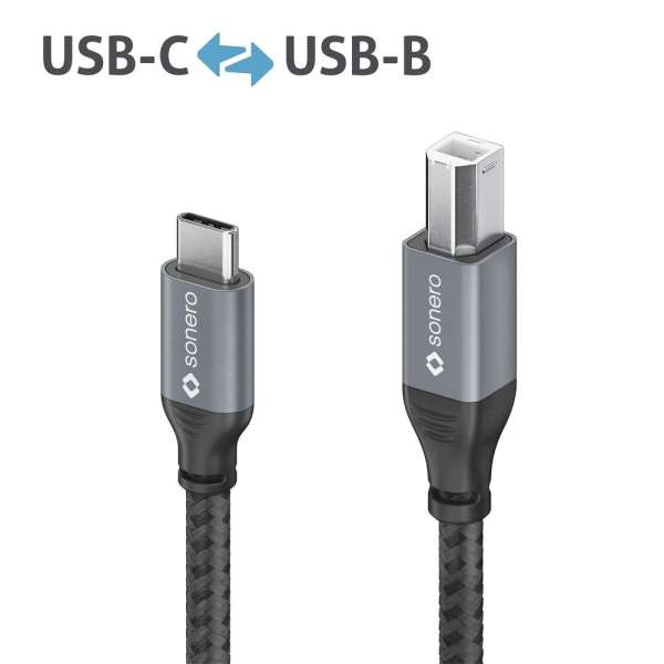 sonero USB 2.0 Kabel - C/B - Aluminium - space grey/schwarz - 0,50m