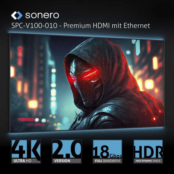 USB-C auf HDMI Kabel - 4K60, 18Gbps - grau/schwarz - 1,00m