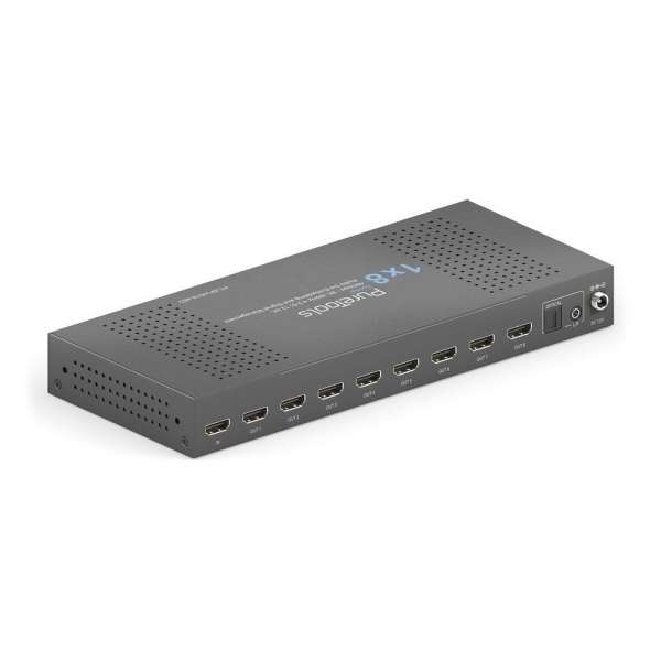 PureTools - 1x8 HDMI2.1 Splitter - 48Gbps - 8K (60Hz 4:2:0) 12 bit, Audio De-Embedding und Signal Management