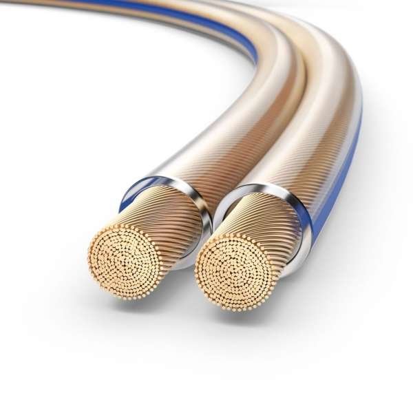 PureLink Lautsprecherkabel OFC 2x4,00mm² (0,10mm), 10,0m, transparent mit blauer Kennlinie