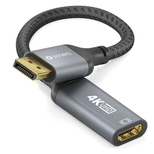 DisplayPort auf HDMI Adapter - 4K60 - grau/schwarz - 0,10m