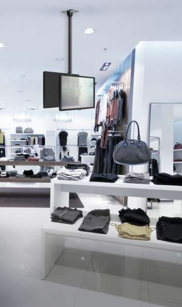 Deckenhalterung mit verstellbarem Fall für zwei 10-29"-Bildschirme, Rücken an Rücken, schwarz