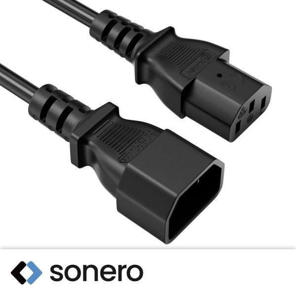 Netzkabel - IEC Verlängerung IEC (C13) auf IEC (C14) gerade - 1.00m - schwarz