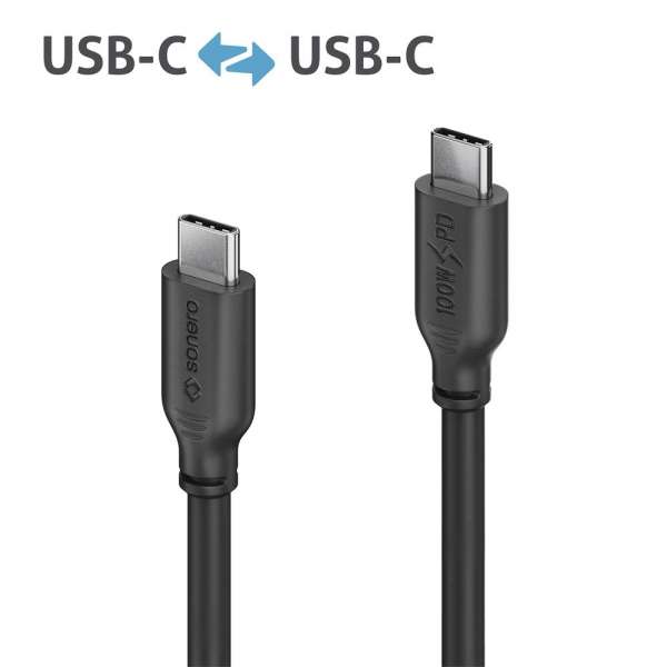 USB-C auf USB-C Ladekabel - USB 2.0, 100W PD - schwarz - 3,00m