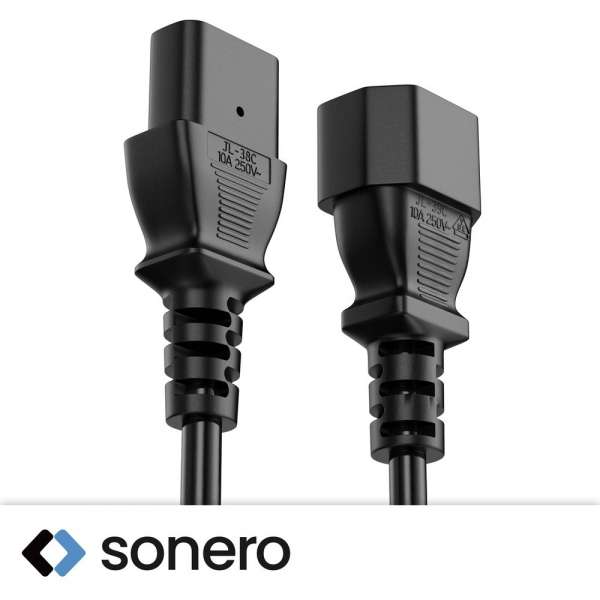 Netzkabel - IEC Verlängerung IEC (C13) auf IEC (C14) gerade - 3.00m - schwarz