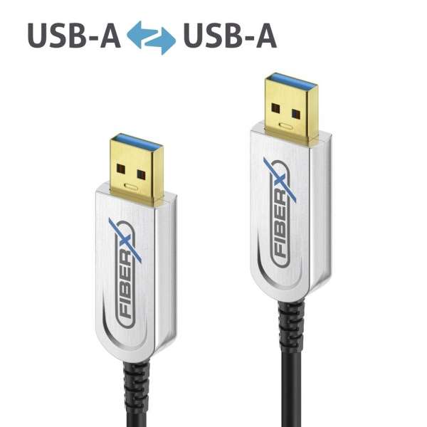 FiberX Serie - USB 3.1 Glasfaser Kabel - USB-A auf USB-A - 50m