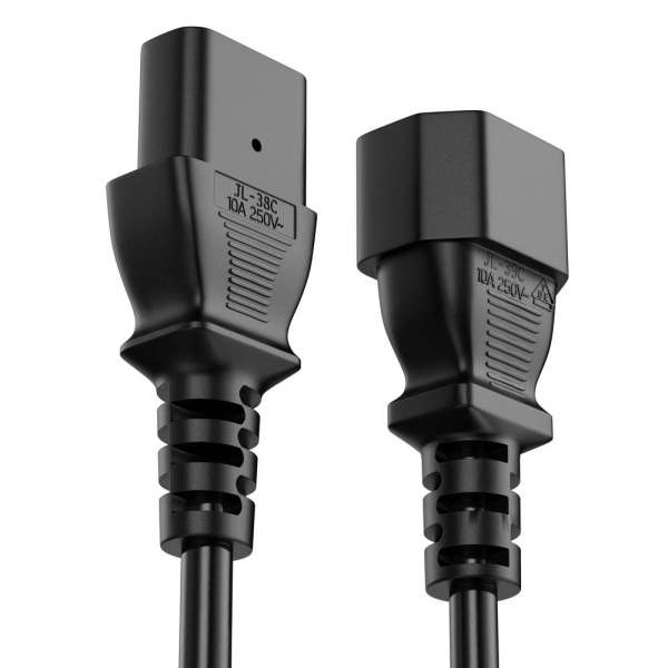 Netzkabel - IEC Verlängerung IEC (C13) auf IEC (C14) gerade - 1.00m - schwarz