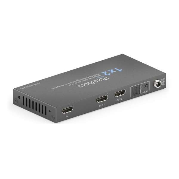 PureTools - 1x2 HDMI2.1 Splitter - 48Gbps - 8K (60Hz 4:2:0) 12 bit, Audio De-Embedding und Signal Management
