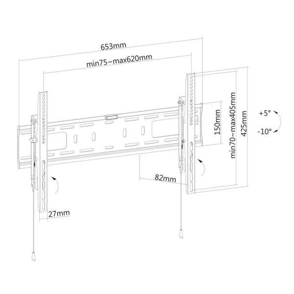 PureMounts® TV Halterung mit verstellbaren Armen gegen Diebstahl - VESA 600x400, schwarz