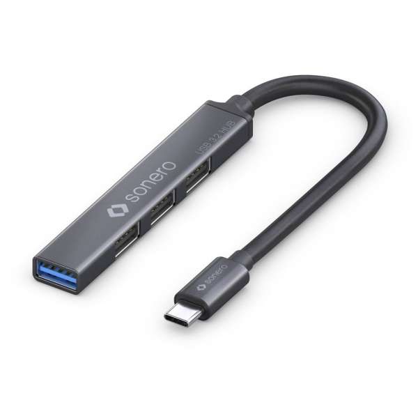 sonero USB 3.2 Gen1x1 Hub - 4 Port mit USB-C Stecker - 0,15m - Space Grey