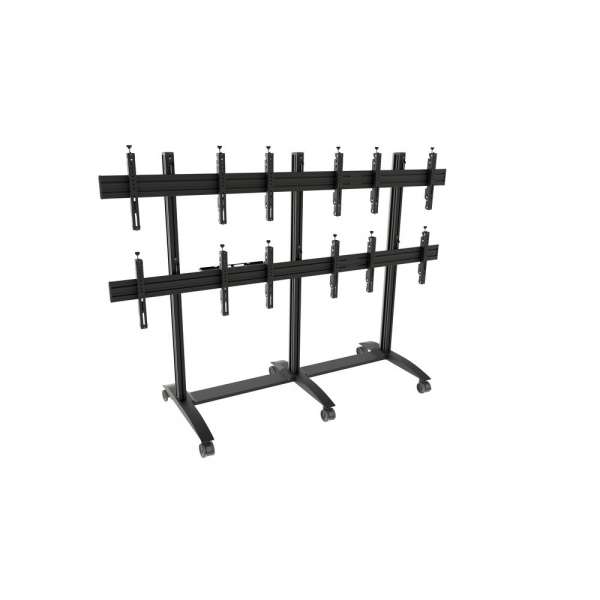 Mobiler Video-Wall Trolley, Modular 3x2 für 42-47" Bildschirme, Querformat