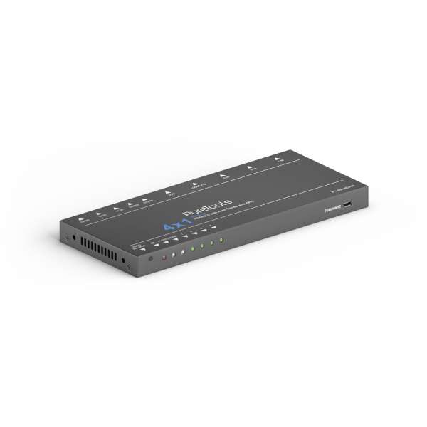 PureTools - 4x1 HDMI Switcher 4K (60Hz 4:4:4), Audio-De-Embedding, ARC, IR, TMDS Auto-Switching, RS232- und EDID-Management