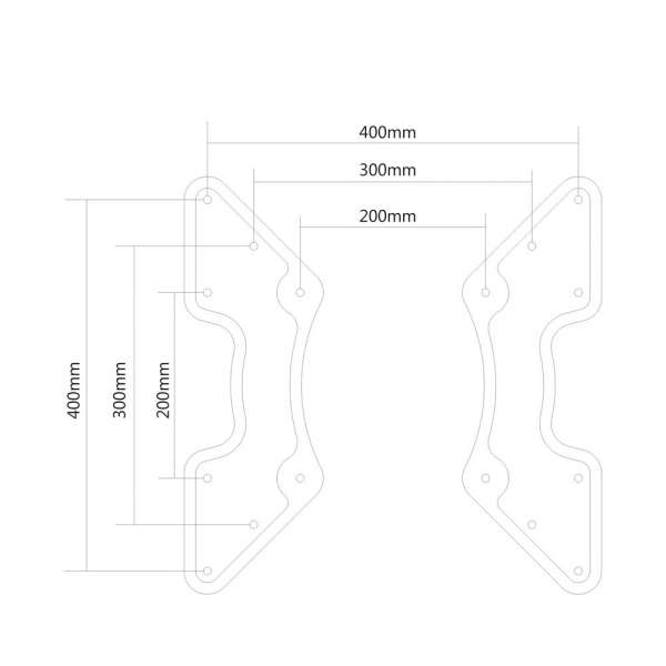 PureMounts® Universeller VESA Vergrößerer 200x200 bis 400x400 2tlg. schwarz