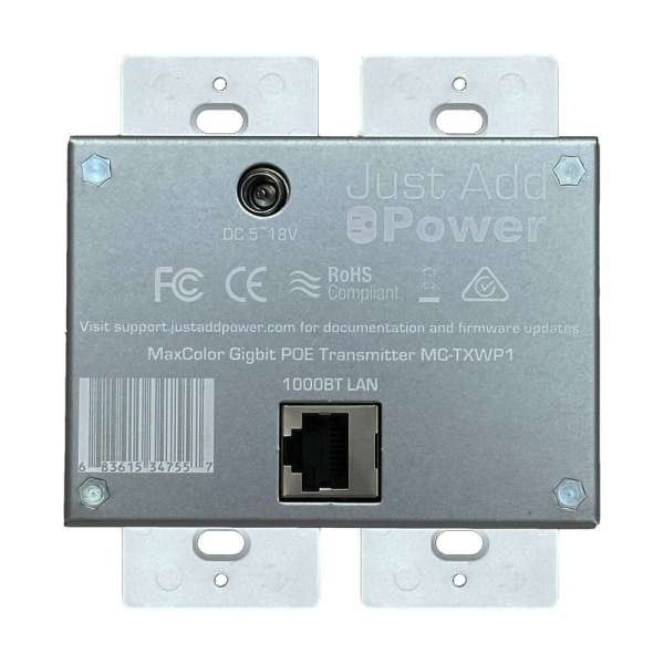 JustAddPower - MaxColor™ 2-Gang 4K60 4:4:4 36-Bit Wallplate Encoder (Transmitter) - Weiß