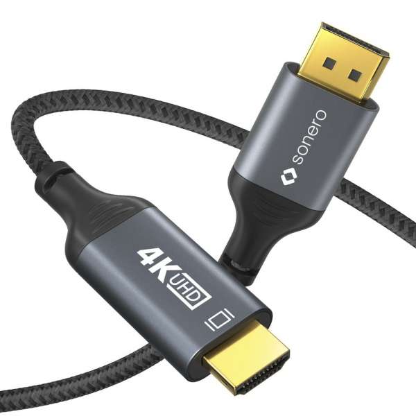 DisplayPort auf HDMI Kabel - 4K60 - grau/schwarz - 1,00m