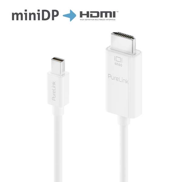 Mini DisplayPort auf HDMI Kabel - 4K60 - iSerie - weiß - 3,00m