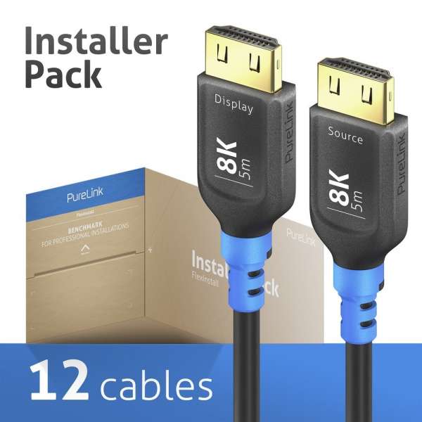 FlexInstall AOC HDMI Kabel 8K 48Gbps 5.00m - Installer Pack 12 stk.