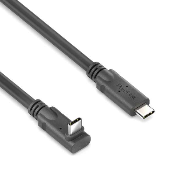 USB-C auf 90° USB-C Kabel (oben/unten) mit E-marker USB4 Gen2x2 20Gbps, 240W - PureInstall 0.50m