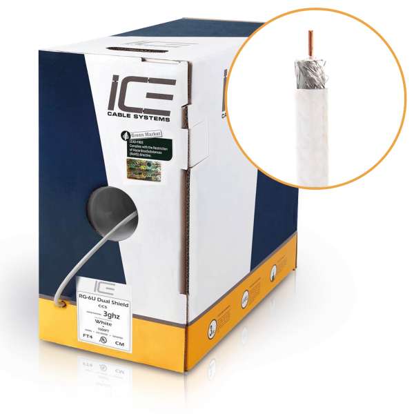 ICE RG-6/HDTV Serial Digital, transluzent weiß, 1000ft / 305m