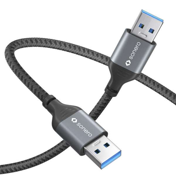 sonero USB 3.0 Kabel - A/A - Aluminium - space grey/schwarz - 3,00m