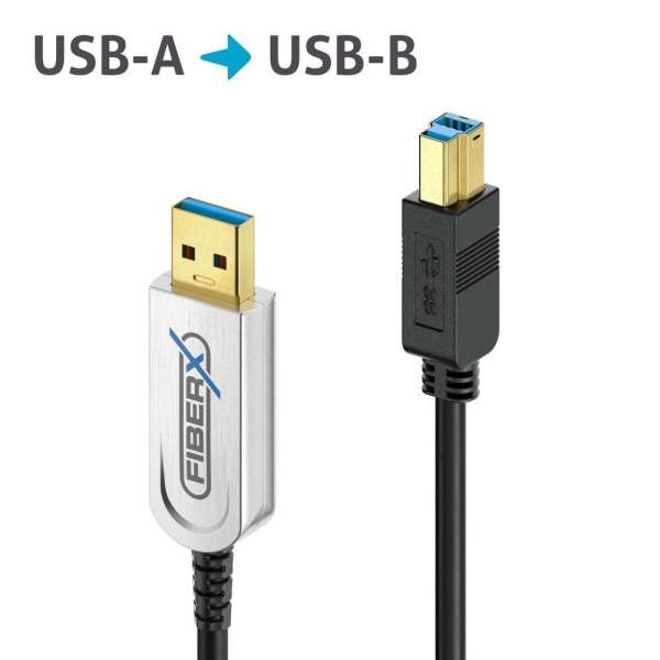 FiberX Serie - USB 3.2 Gen2x1 Glasfaser Kabel - USB-A USB-B - 30m