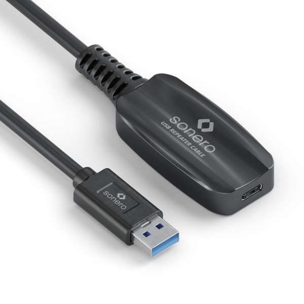 sonero USB 3.2 Gen1x1 Aktive Verlängerung - A/C - schwarz - 5,00m