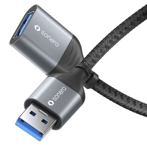 sonero USB 3.0 Kabel - A/A Verlängerung - Aluminium - space grey/schwarz - 1,50m