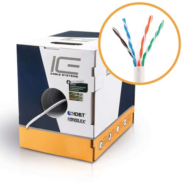 ICE Cable - Cat.6A Kabel, LSZH, 550MHz, UTP, 23AWG, SBC, 305m Spule, Farbe: grau