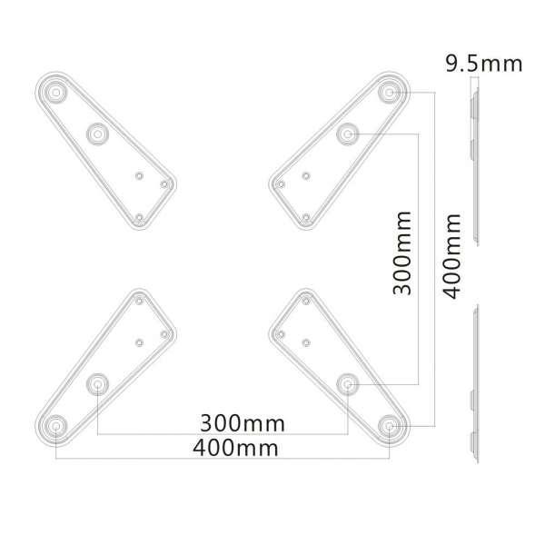 PureMounts® Universeller VESA Vergrößerer 200x200 bis 400x400 4tlg. weiß