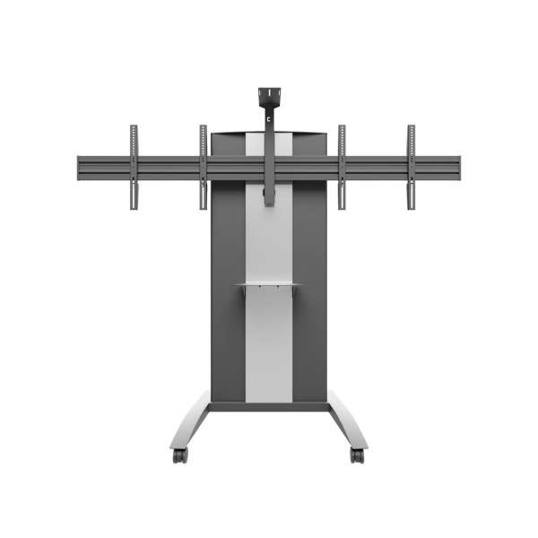 Flachbildschirm-Videokonferenz-Trolley mit Höhenverstellung für zwei 49-57" Bildschirme