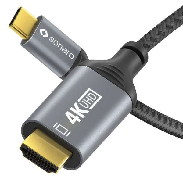 USB-C auf HDMI Kabel - 4K60, 18Gbps - grau/schwarz - 1,00m