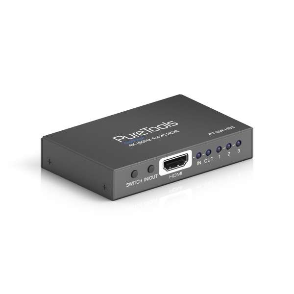 PureTools - HDMI Switcher 3x1, 4K (60Hz 4:4:4) + HDR