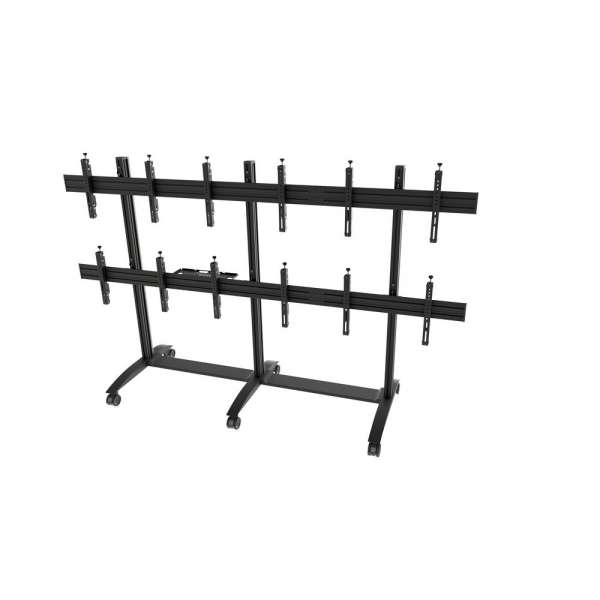 Mobiler Video-Wall Trolley, Modular 3x2 für 49-57" Bildschirme, Querformat