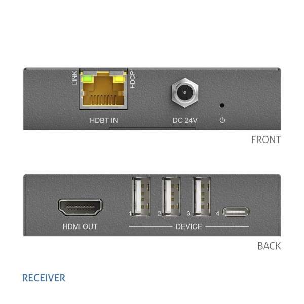 PureTools - HDBaseT HDMI und USB2.0 Receiver - HDBaseT 3.0 - 4K (60Hz 4:4:4) HDMI und USB2.0