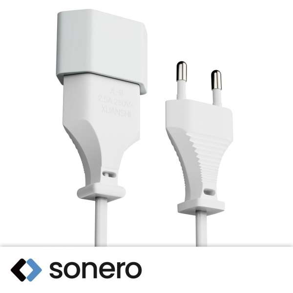 Netzkabel Verlängerung - Euro Stecker gerade auf Euro Buchse gerade. Weiß. 2,00m