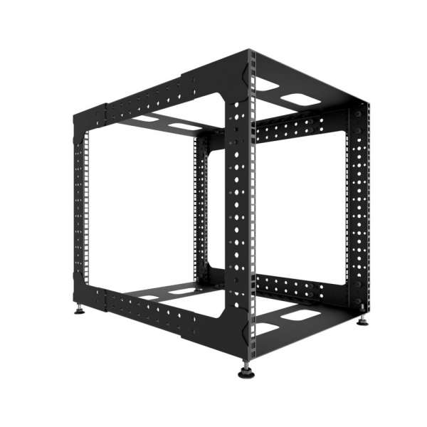19" Skelett-Rack mit offenem Rahmen und verstellbarer Tiefe 12HE, 100 kg, 492 B x von 500 bis 700 T x 540 H