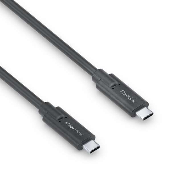 USB-C auf USB-C Kabel - 3.1 Gen 1, 3A/5V/60W, 5G, DP Alt Mode - iSerie - schwarz - 2,00m