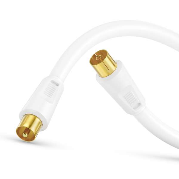 Sonero Antennenkabel IEC Stecker /IEC Buchse mit Ferrite 20,0m, weiß